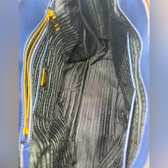 Auth Prada Blue Azzuro Saffiano Leather Galleria Double Zip Lux Tote Bag Large - Picture 13 of 15